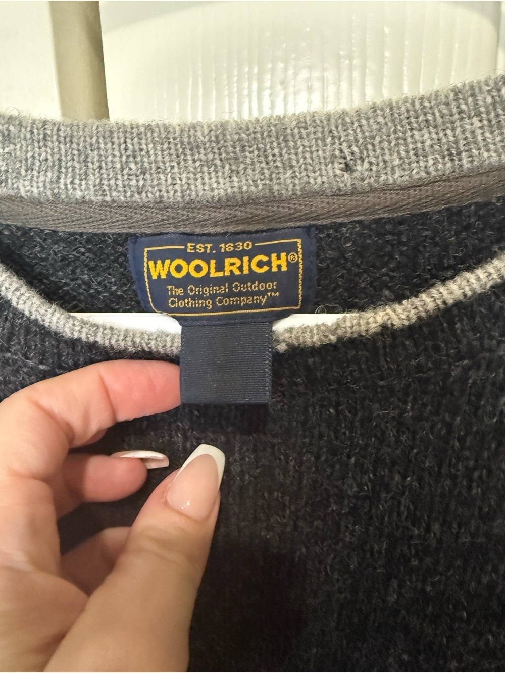 Woolrich Wool Sweater Mens Large Gray Crewneck Outdoor Knit USA Classic - Picture 2 of 3